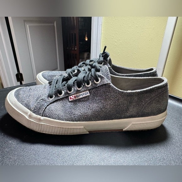 SUPERGA Italian sneakers, US SIZE 8.5-9, Euro 39.5 - 
Silver/blue grey sparkle - Picture 2 of 8